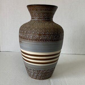 Vintage Scheurich 8" Vase Ceramics 81T 20 Carved Made in Germany 1970s - 1980's
